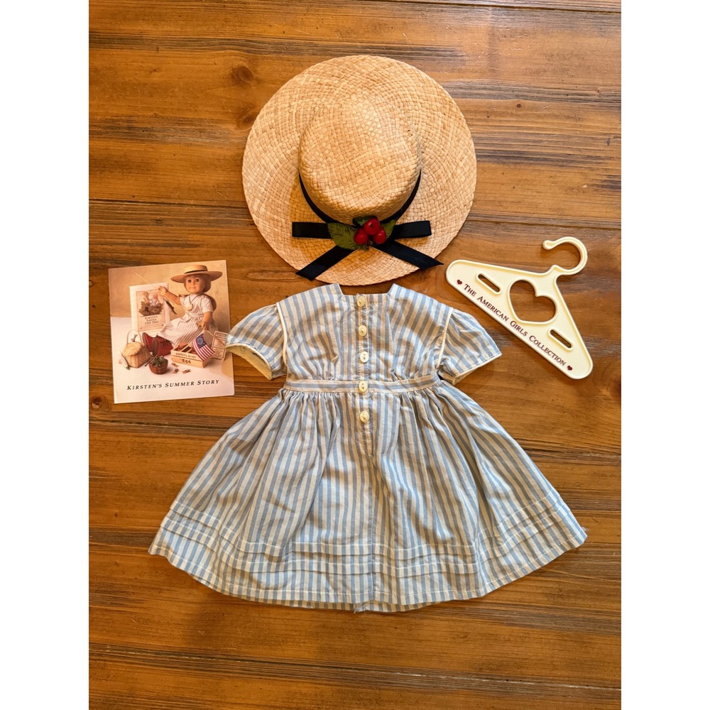 American Girl Kirsten Summer Dress & Straw Hat Vintage Pleasant Company 1991